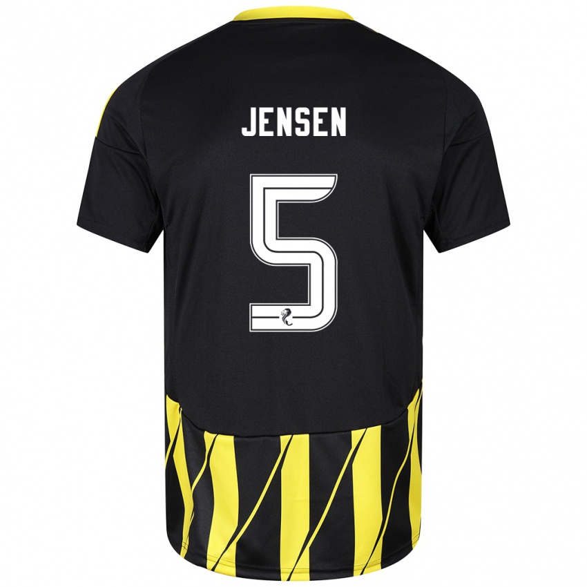 Børn Richard Jensen #5 Sort Gul Udebane Spillertrøjer 2024/25 Trøje T-Shirt