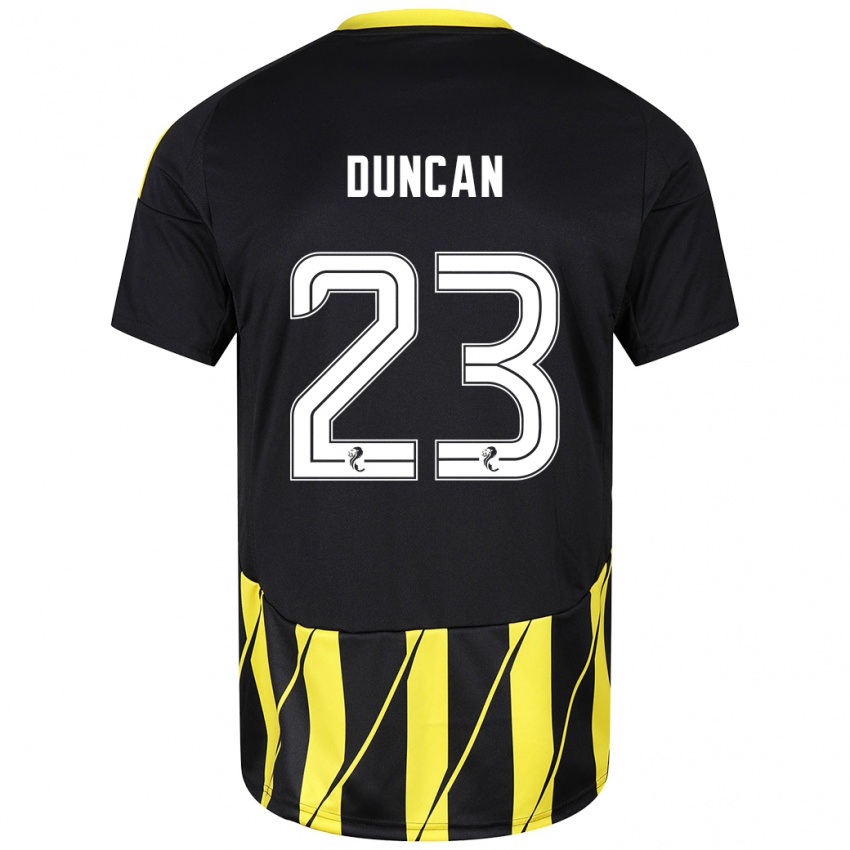 Børn Ryan Duncan #23 Sort Gul Udebane Spillertrøjer 2024/25 Trøje T-Shirt