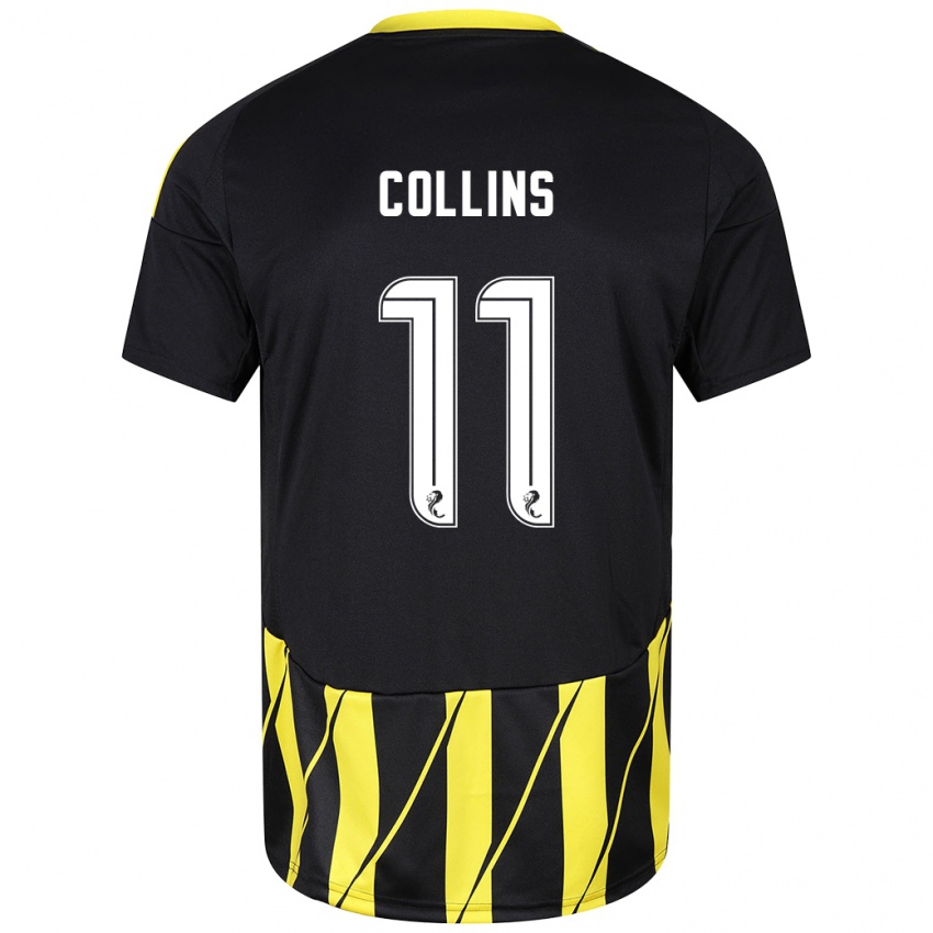 Børn Bailley Collins #11 Sort Gul Udebane Spillertrøjer 2024/25 Trøje T-Shirt