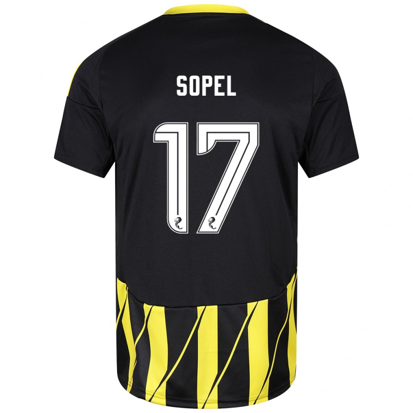 Børn Nadia Sopel #17 Sort Gul Udebane Spillertrøjer 2024/25 Trøje T-Shirt