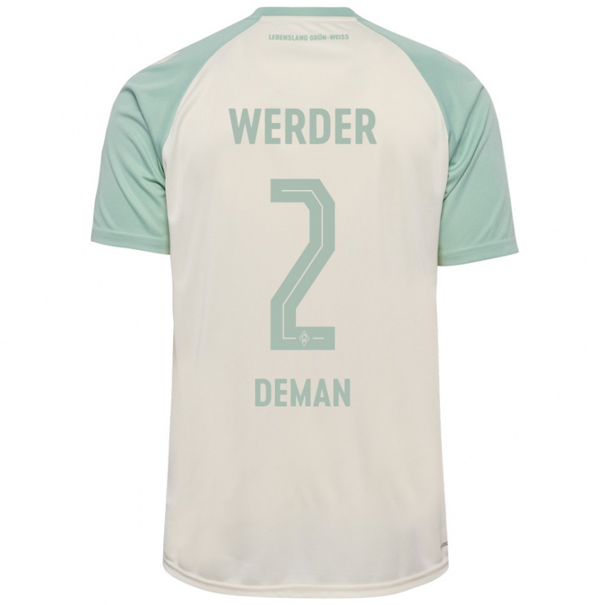 Børn Olivier Deman #2 Råhvid Lysegrøn Udebane Spillertrøjer 2024/25 Trøje T-Shirt