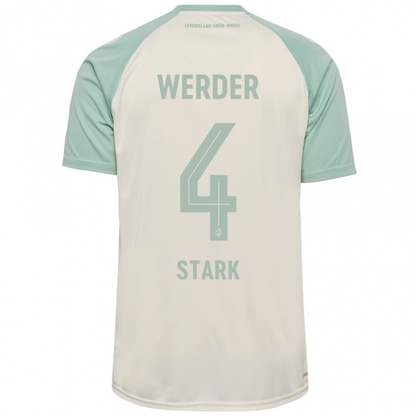 Børn Niklas Stark #4 Råhvid Lysegrøn Udebane Spillertrøjer 2024/25 Trøje T-Shirt