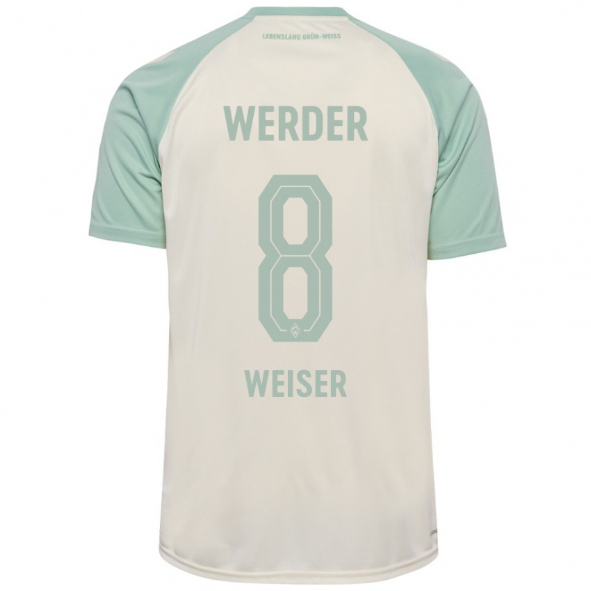 Børn Mitchell Weiser #8 Råhvid Lysegrøn Udebane Spillertrøjer 2024/25 Trøje T-Shirt