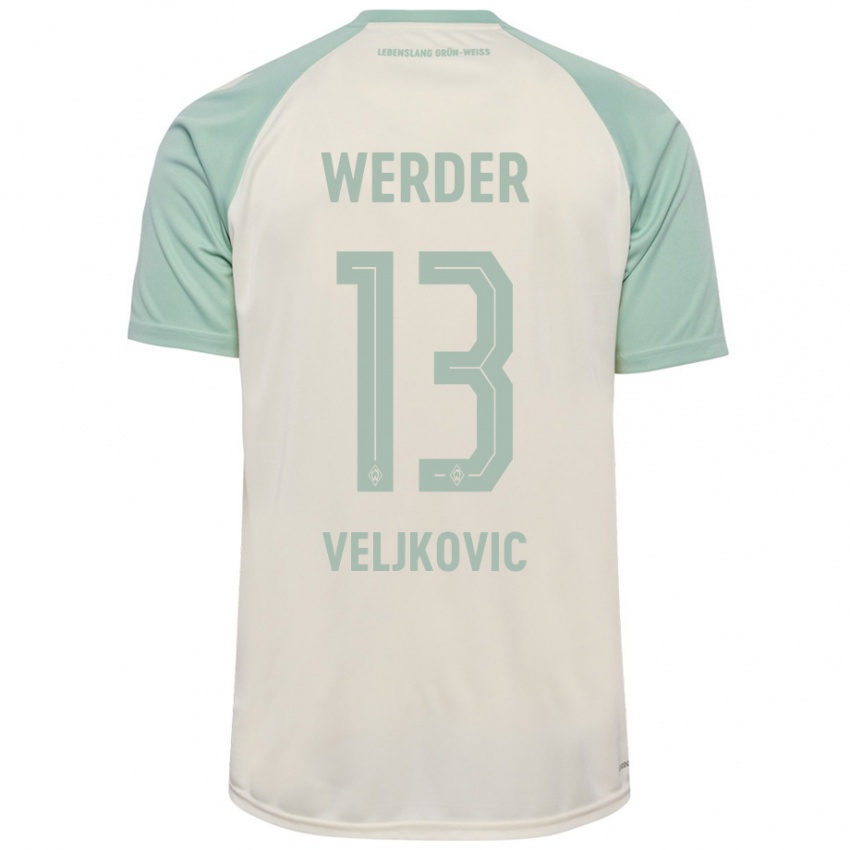 Børn Milos Veljkovic #13 Råhvid Lysegrøn Udebane Spillertrøjer 2024/25 Trøje T-Shirt