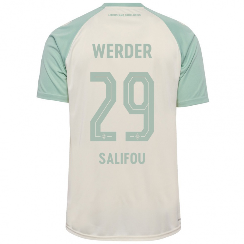 Børn Dikeni Salifou #29 Råhvid Lysegrøn Udebane Spillertrøjer 2024/25 Trøje T-Shirt