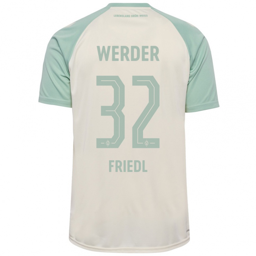 Børn Marco Friedl #32 Råhvid Lysegrøn Udebane Spillertrøjer 2024/25 Trøje T-Shirt