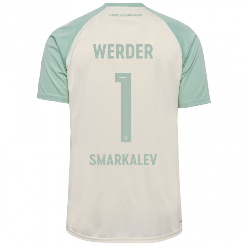 Børn Stefan Smarkalev #1 Råhvid Lysegrøn Udebane Spillertrøjer 2024/25 Trøje T-Shirt