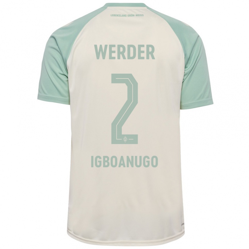 Børn David Igboanugo #2 Råhvid Lysegrøn Udebane Spillertrøjer 2024/25 Trøje T-Shirt