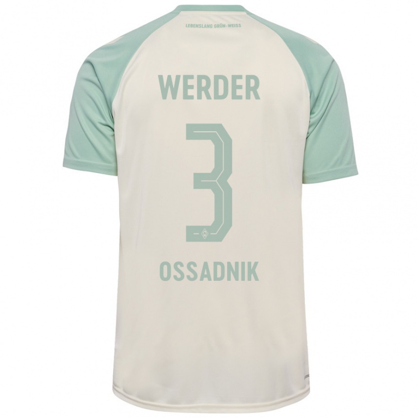 Børn Jannes Ossadnik #3 Råhvid Lysegrøn Udebane Spillertrøjer 2024/25 Trøje T-Shirt