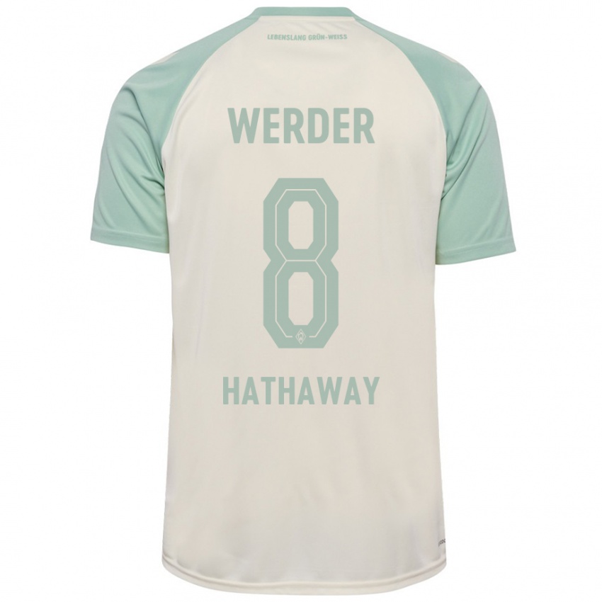 Børn Max Hathaway #8 Råhvid Lysegrøn Udebane Spillertrøjer 2024/25 Trøje T-Shirt