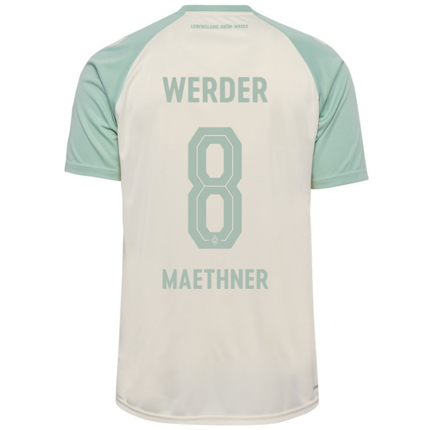 Børn Finn Maethner #8 Råhvid Lysegrøn Udebane Spillertrøjer 2024/25 Trøje T-Shirt