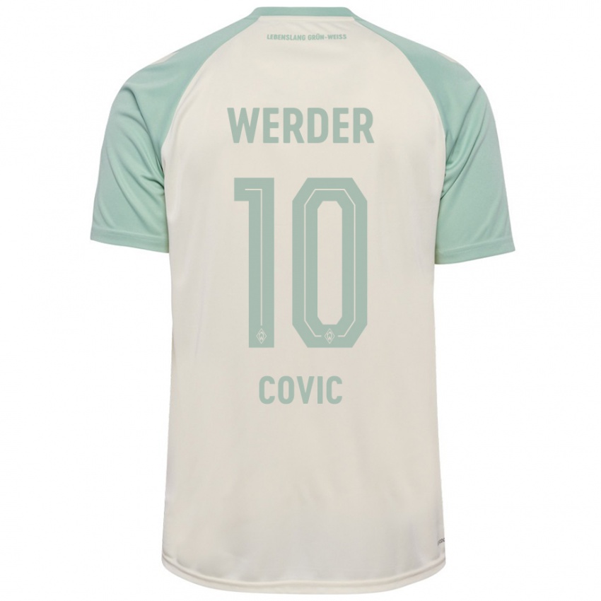 Børn Patrice Covic #10 Råhvid Lysegrøn Udebane Spillertrøjer 2024/25 Trøje T-Shirt