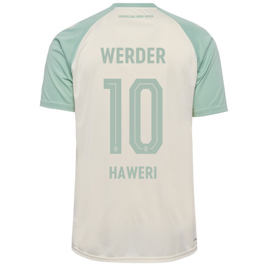 Børn Adrian Haweri #10 Råhvid Lysegrøn Udebane Spillertrøjer 2024/25 Trøje T-Shirt