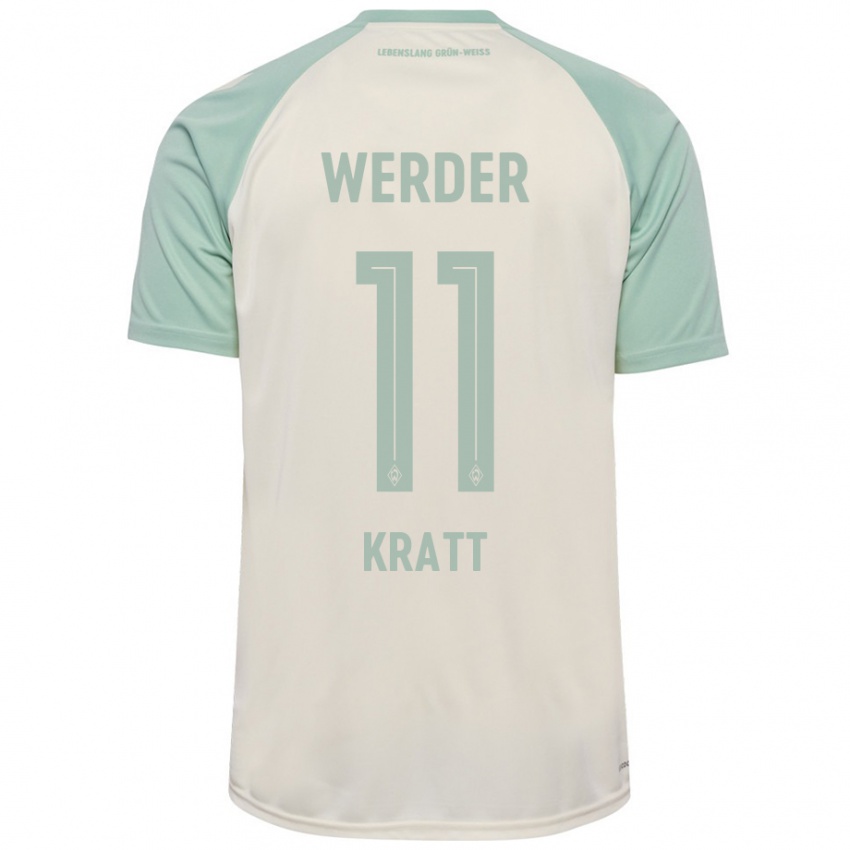 Børn Ronan Kratt #11 Råhvid Lysegrøn Udebane Spillertrøjer 2024/25 Trøje T-Shirt