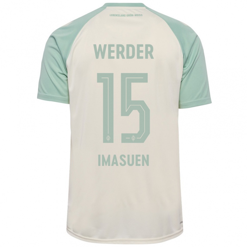 Børn Joel Imasuen #15 Råhvid Lysegrøn Udebane Spillertrøjer 2024/25 Trøje T-Shirt