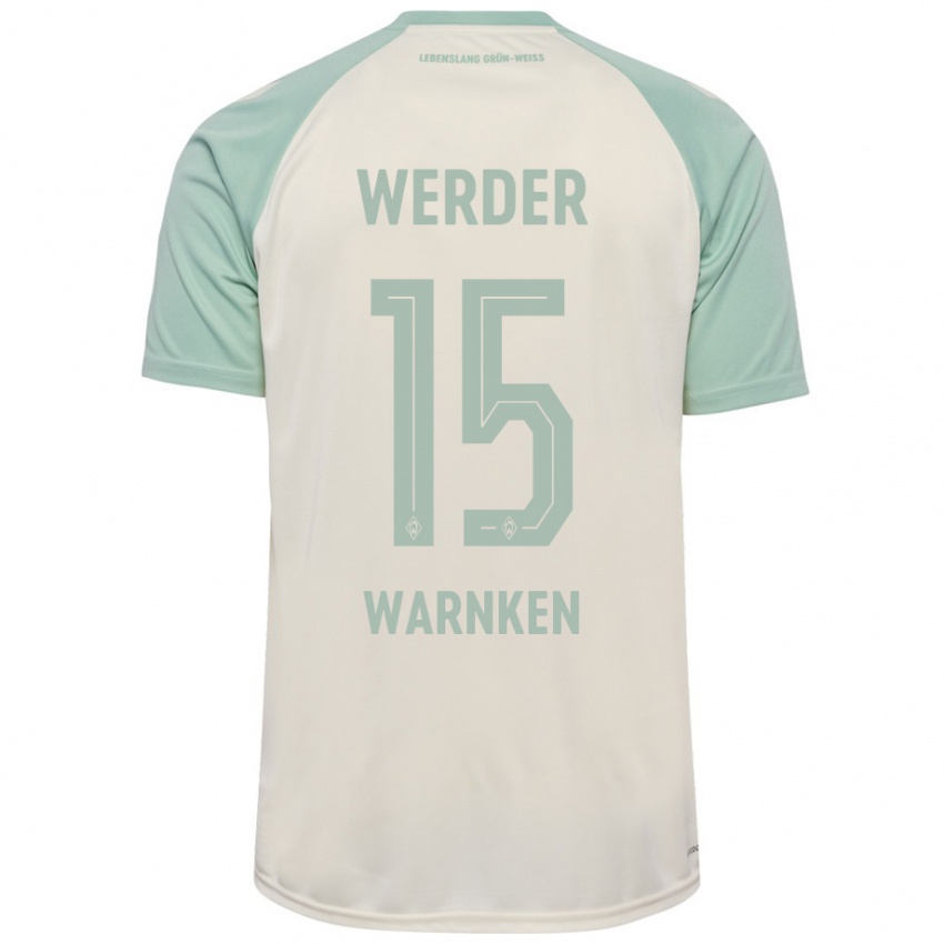 Børn Jannes Warnken #15 Råhvid Lysegrøn Udebane Spillertrøjer 2024/25 Trøje T-Shirt