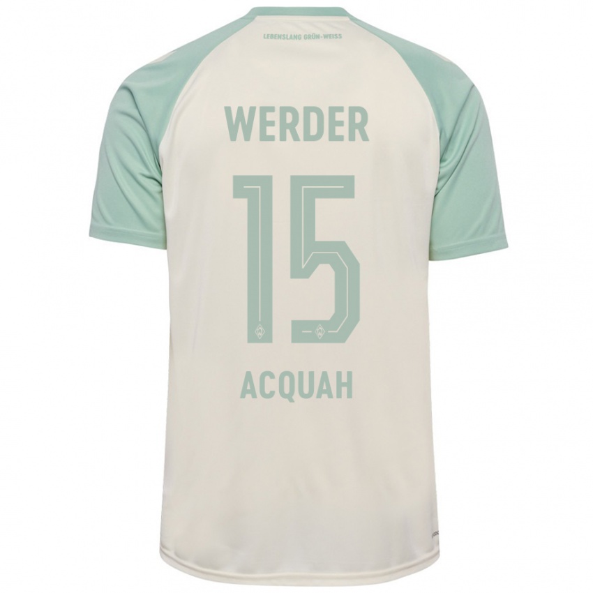 Børn Joseph Acheampong Acquah #15 Råhvid Lysegrøn Udebane Spillertrøjer 2024/25 Trøje T-Shirt