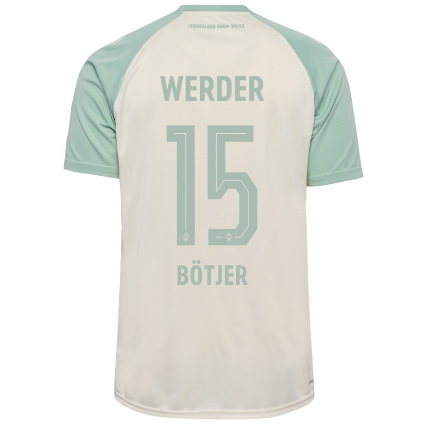 Børn Linus Bötjer #15 Råhvid Lysegrøn Udebane Spillertrøjer 2024/25 Trøje T-Shirt