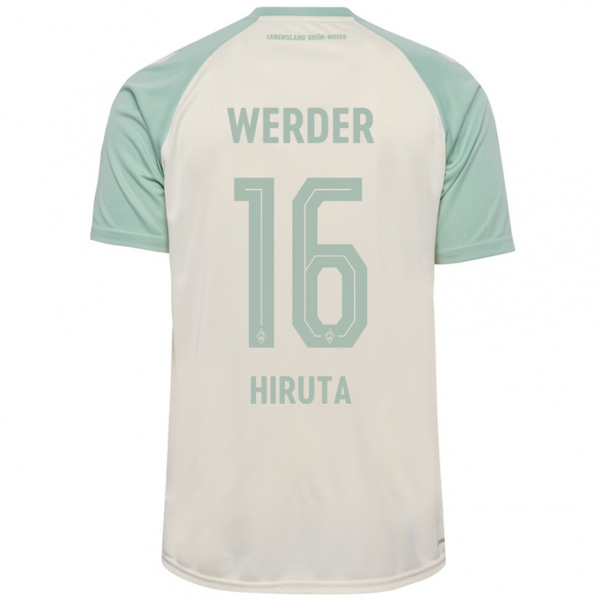 Børn Ikumi Hiruta #16 Råhvid Lysegrøn Udebane Spillertrøjer 2024/25 Trøje T-Shirt