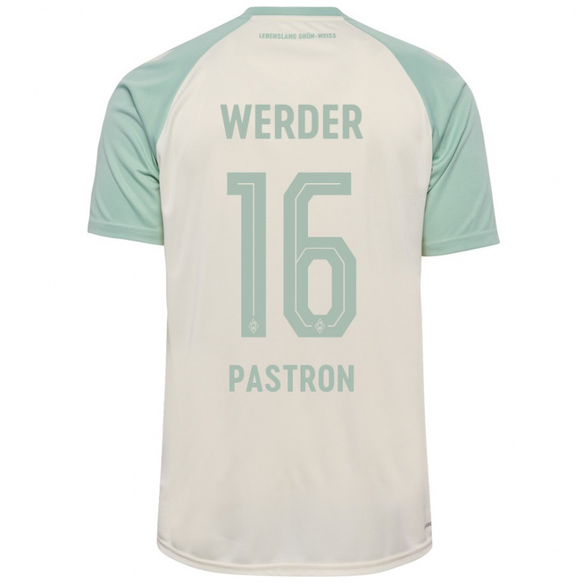 Børn Alvin Pastron #16 Råhvid Lysegrøn Udebane Spillertrøjer 2024/25 Trøje T-Shirt