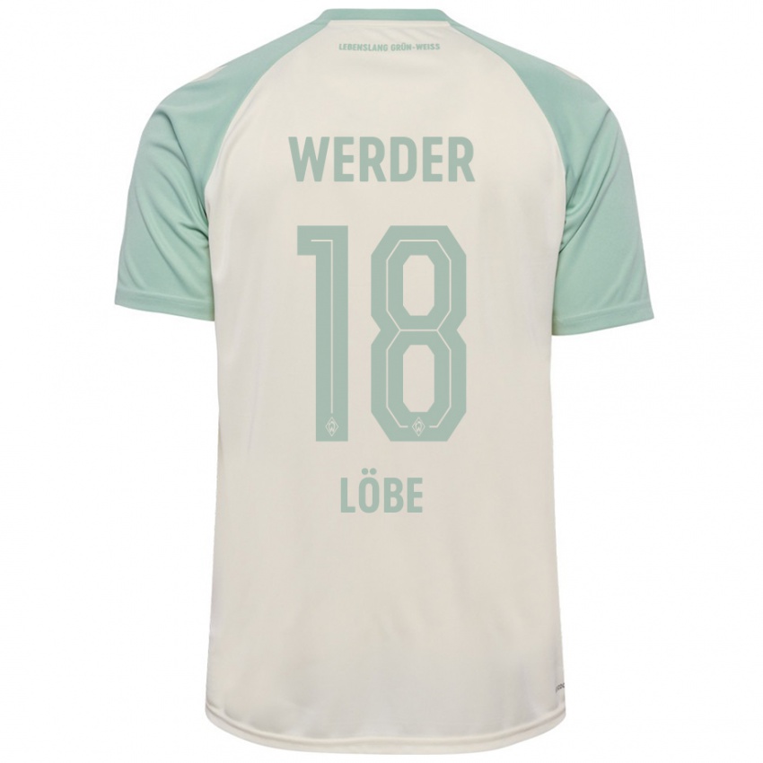 Børn Jasper Löbe #18 Råhvid Lysegrøn Udebane Spillertrøjer 2024/25 Trøje T-Shirt