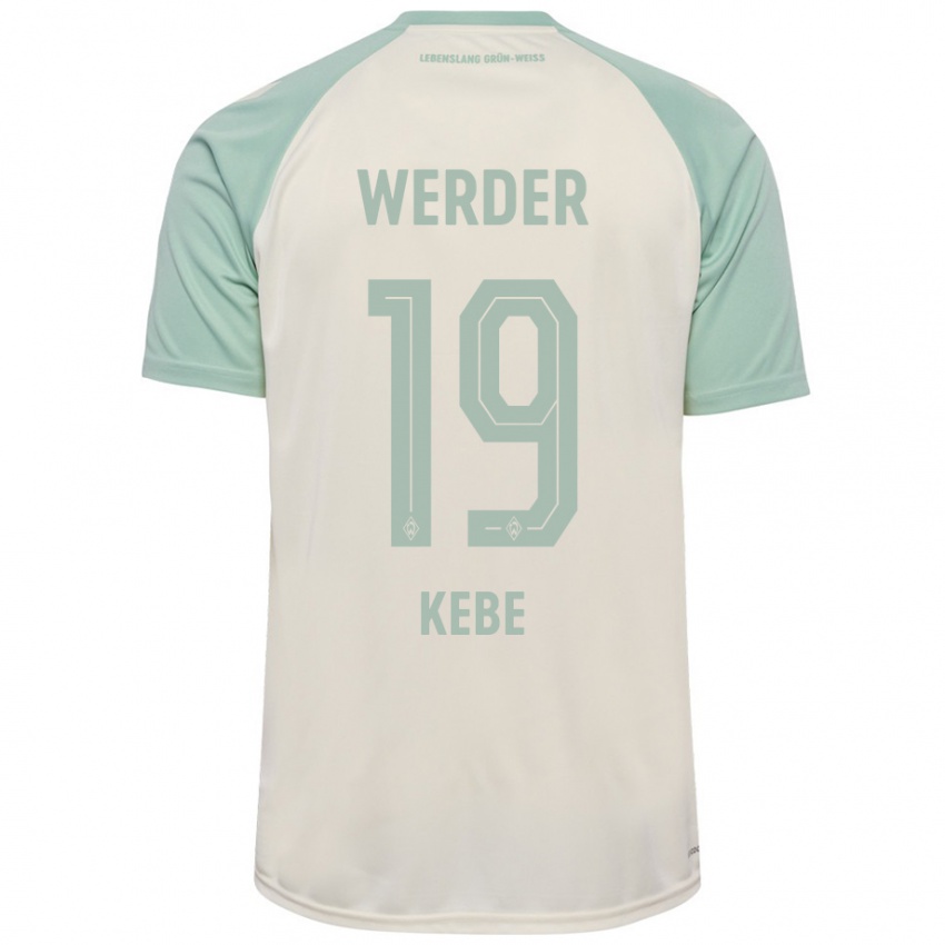 Børn David Kébé #19 Råhvid Lysegrøn Udebane Spillertrøjer 2024/25 Trøje T-Shirt