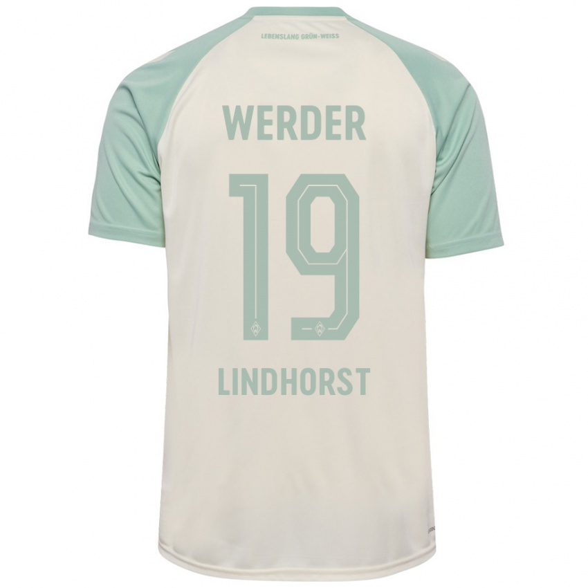 Børn Jerrit Lindhorst #19 Råhvid Lysegrøn Udebane Spillertrøjer 2024/25 Trøje T-Shirt