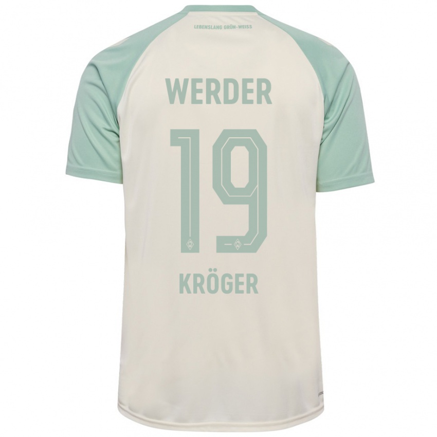 Børn Moritz Kröger #19 Råhvid Lysegrøn Udebane Spillertrøjer 2024/25 Trøje T-Shirt