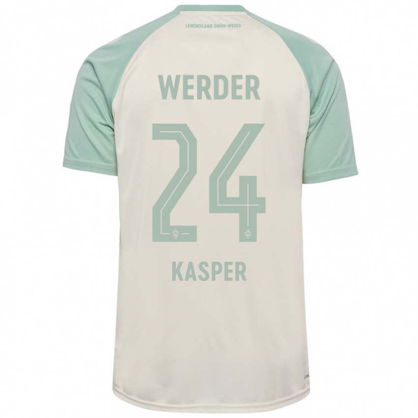 Børn Dominik Kasper #24 Råhvid Lysegrøn Udebane Spillertrøjer 2024/25 Trøje T-Shirt