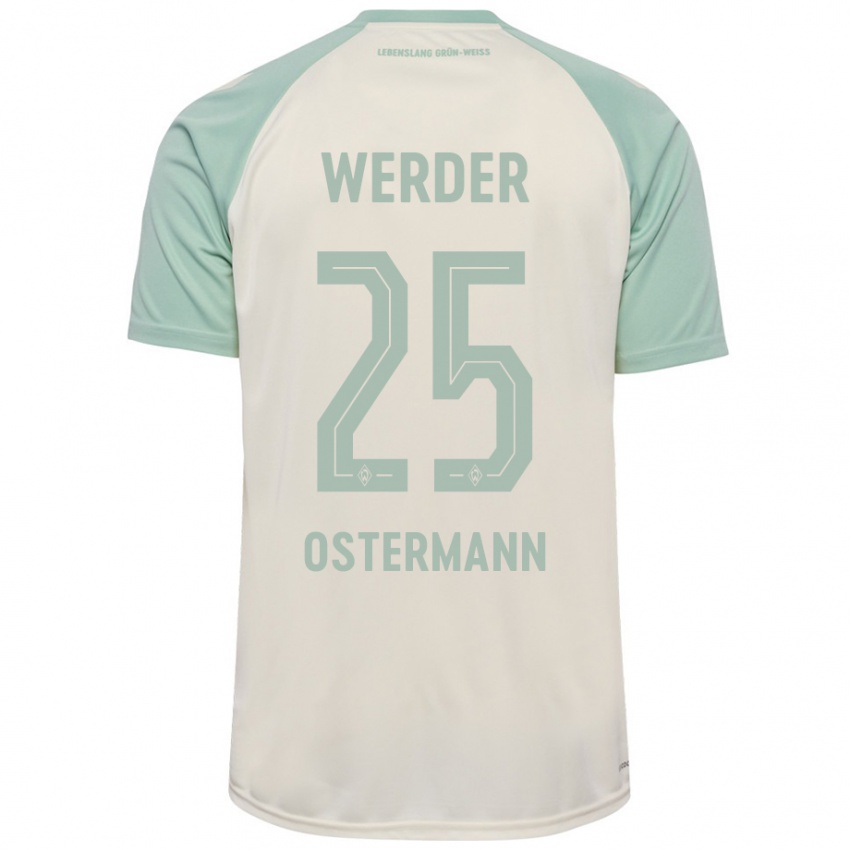 Børn Ben Ostermann #25 Råhvid Lysegrøn Udebane Spillertrøjer 2024/25 Trøje T-Shirt