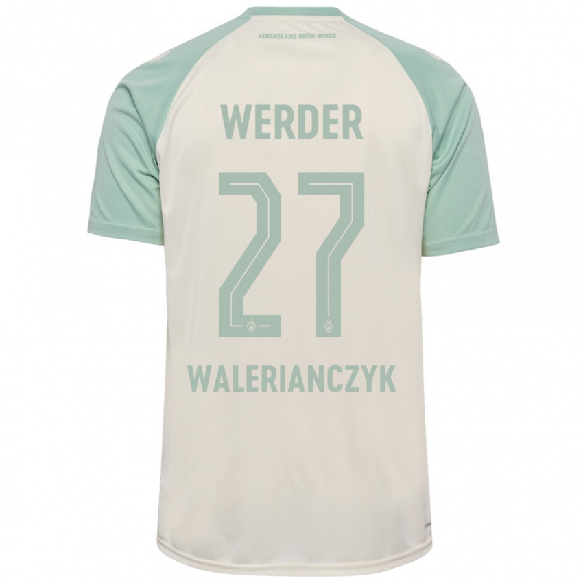 Børn Dennis Walerianczyk #27 Råhvid Lysegrøn Udebane Spillertrøjer 2024/25 Trøje T-Shirt