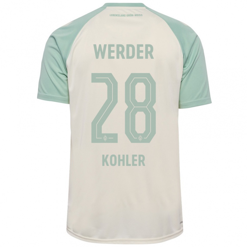 Børn Ethan Kohler #28 Råhvid Lysegrøn Udebane Spillertrøjer 2024/25 Trøje T-Shirt