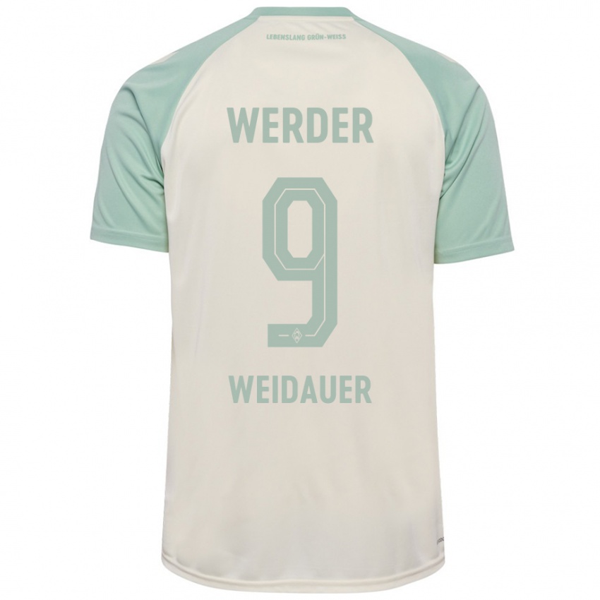 Børn Sophie Weidauer #9 Råhvid Lysegrøn Udebane Spillertrøjer 2024/25 Trøje T-Shirt