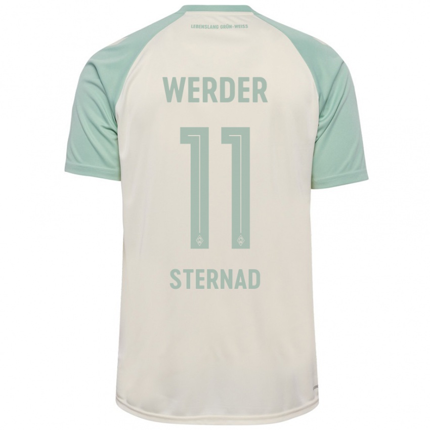 Børn Maja Sternad #11 Råhvid Lysegrøn Udebane Spillertrøjer 2024/25 Trøje T-Shirt