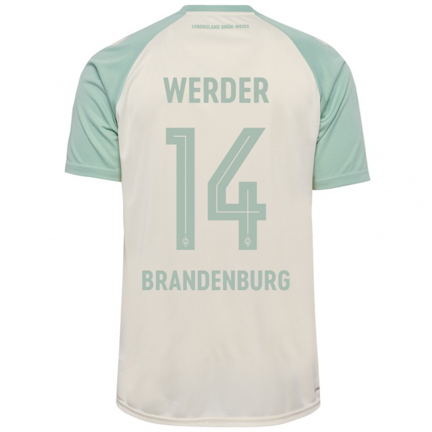 Børn Michaela Brandenburg #14 Råhvid Lysegrøn Udebane Spillertrøjer 2024/25 Trøje T-Shirt