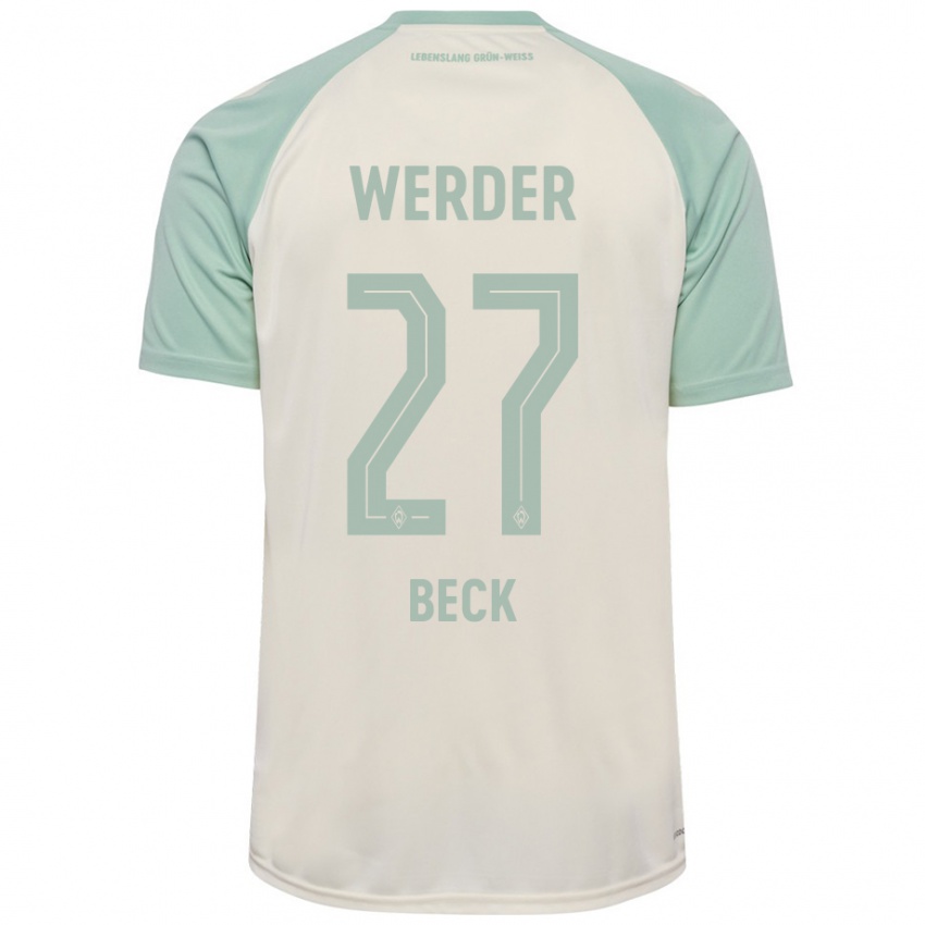 Børn Sharon Beck #27 Råhvid Lysegrøn Udebane Spillertrøjer 2024/25 Trøje T-Shirt