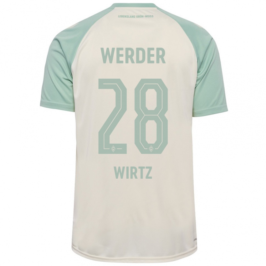 Børn Juliane Wirtz #28 Råhvid Lysegrøn Udebane Spillertrøjer 2024/25 Trøje T-Shirt