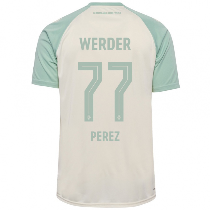 Børn Catalina Pérez Jaramillo #77 Råhvid Lysegrøn Udebane Spillertrøjer 2024/25 Trøje T-Shirt