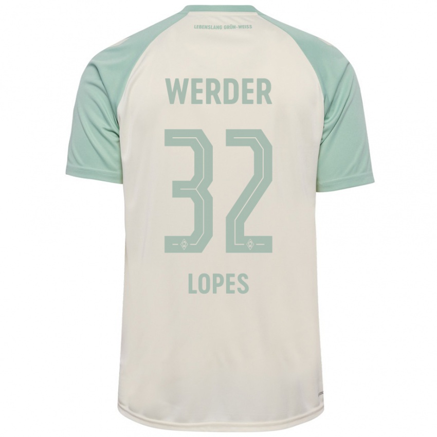 Børn Eugenio Lopes #32 Råhvid Lysegrøn Udebane Spillertrøjer 2024/25 Trøje T-Shirt