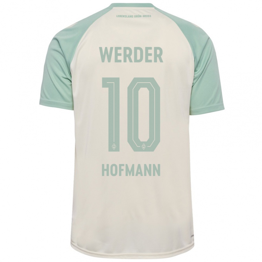 Børn Justin Hofmann #10 Råhvid Lysegrøn Udebane Spillertrøjer 2024/25 Trøje T-Shirt