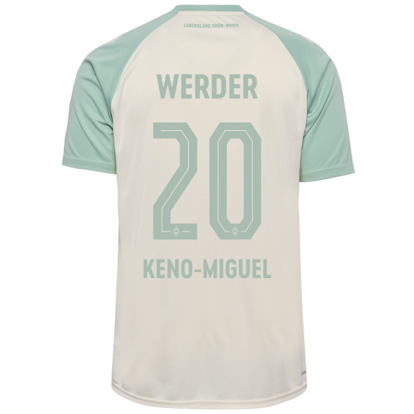 Børn Keno-Miguel Meyer #20 Råhvid Lysegrøn Udebane Spillertrøjer 2024/25 Trøje T-Shirt