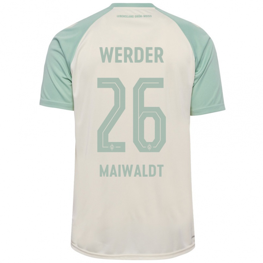 Børn Julius Maiwaldt #26 Råhvid Lysegrøn Udebane Spillertrøjer 2024/25 Trøje T-Shirt