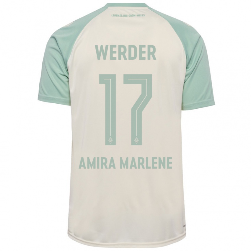 Børn Amira Marlene Dahl #17 Råhvid Lysegrøn Udebane Spillertrøjer 2024/25 Trøje T-Shirt