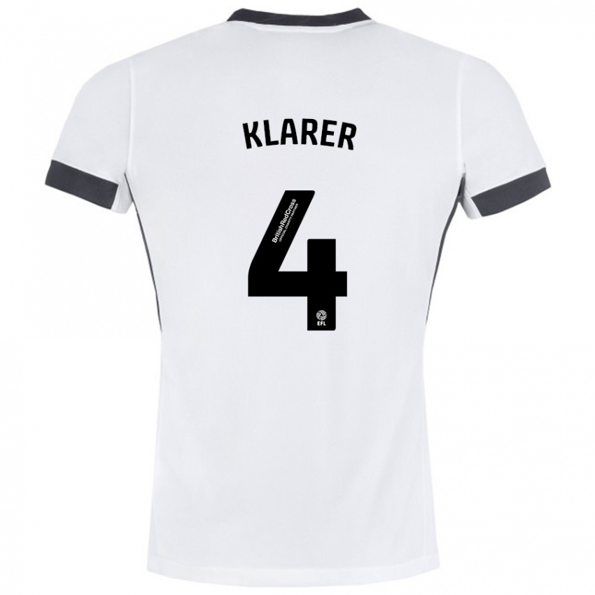 Børn Christoph Klarer #4 Hvid Sort Udebane Spillertrøjer 2024/25 Trøje T-Shirt