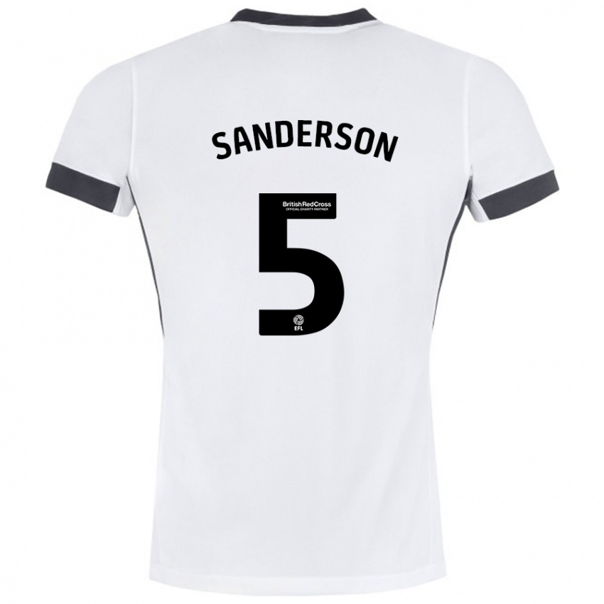 Børn Dion Sanderson #5 Hvid Sort Udebane Spillertrøjer 2024/25 Trøje T-Shirt