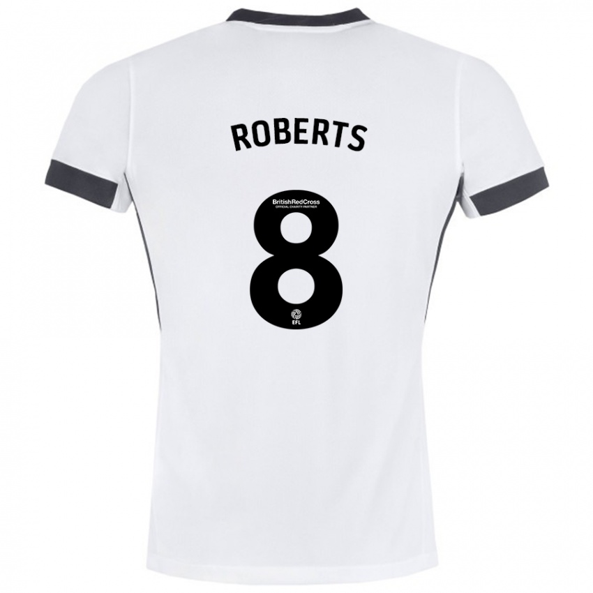 Børn Tyler Roberts #8 Hvid Sort Udebane Spillertrøjer 2024/25 Trøje T-Shirt