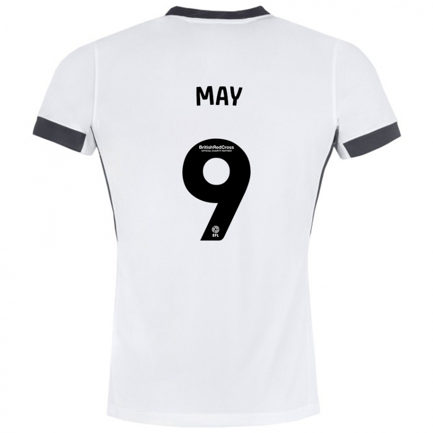 Børn Alfie May #9 Hvid Sort Udebane Spillertrøjer 2024/25 Trøje T-Shirt