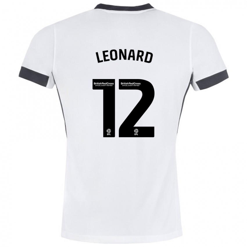 Børn Marc Leonard #12 Hvid Sort Udebane Spillertrøjer 2024/25 Trøje T-Shirt