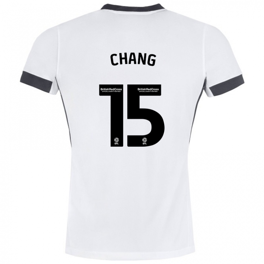 Børn Alfie Chang #15 Hvid Sort Udebane Spillertrøjer 2024/25 Trøje T-Shirt