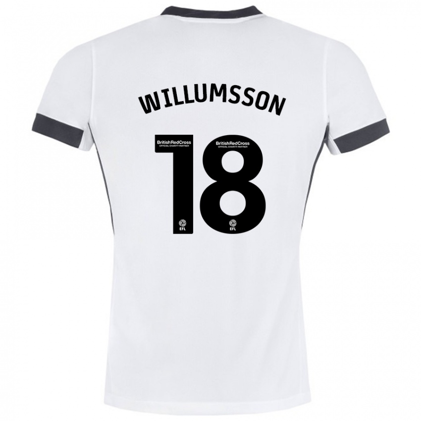 Børn Willum Thór Willumsson #18 Hvid Sort Udebane Spillertrøjer 2024/25 Trøje T-Shirt